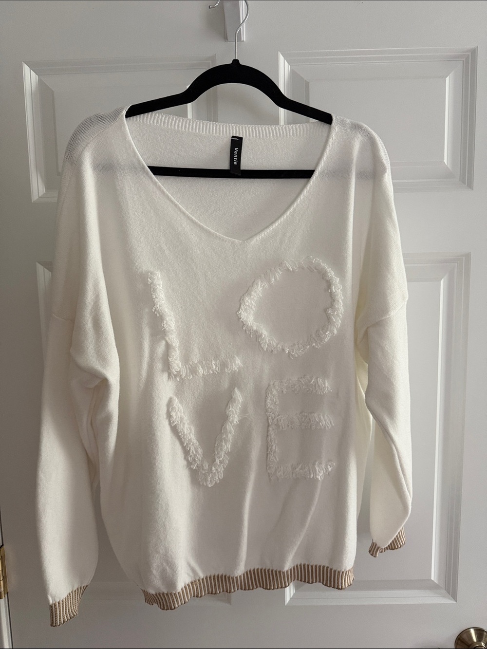 LOVE V-Neck Sweater - White